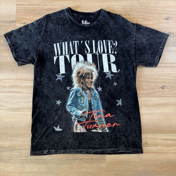 Tina Turner What’s Love World Tour Acid Wash Black Shirt Size Small Oversized - Picture 1 of 6
